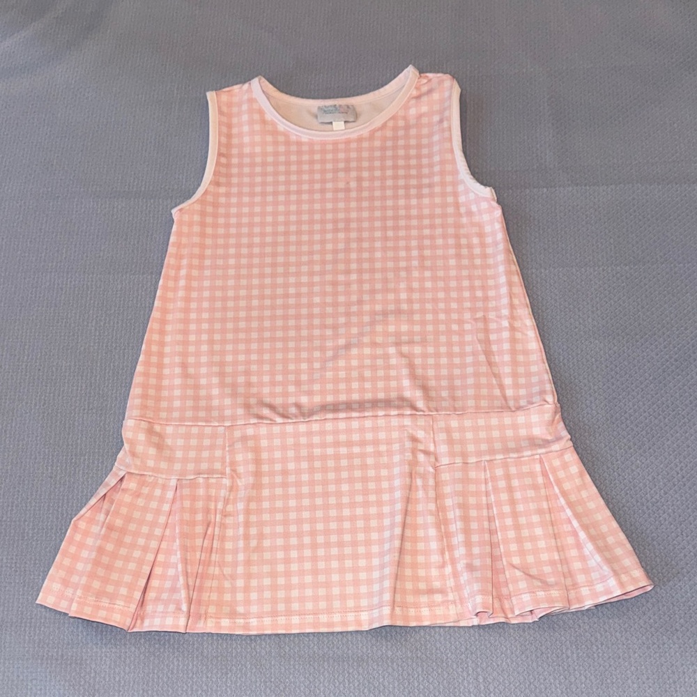 Girls' Pink Gingham Casual Sleeveless Dress